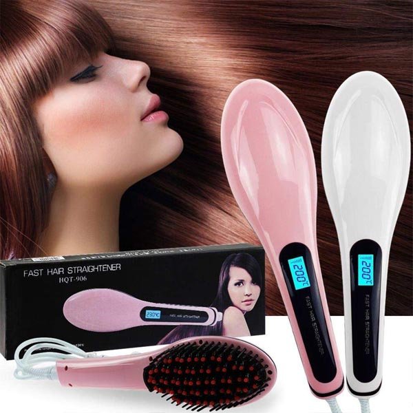 Fast hair straightner brush