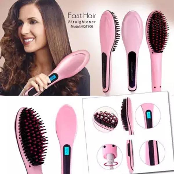 Fast hair straightner brush